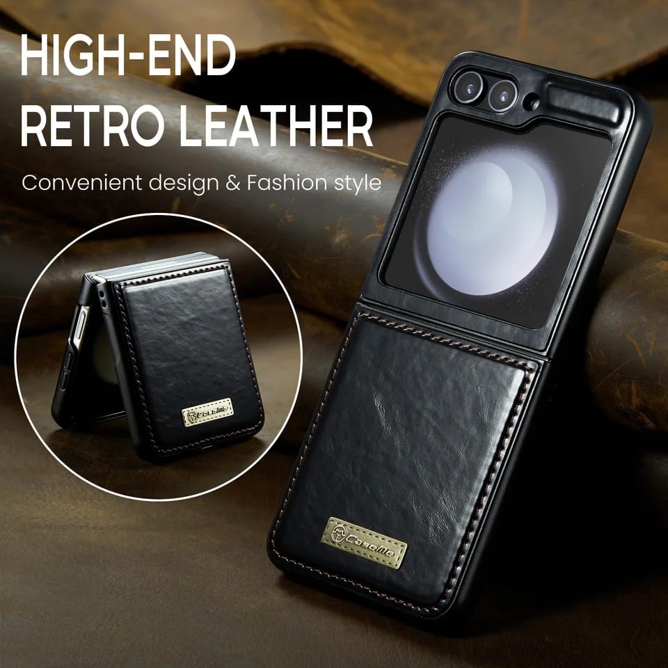 Samsung Galaxy Z Flip 5 Classic Vintage Leather Case - phone case