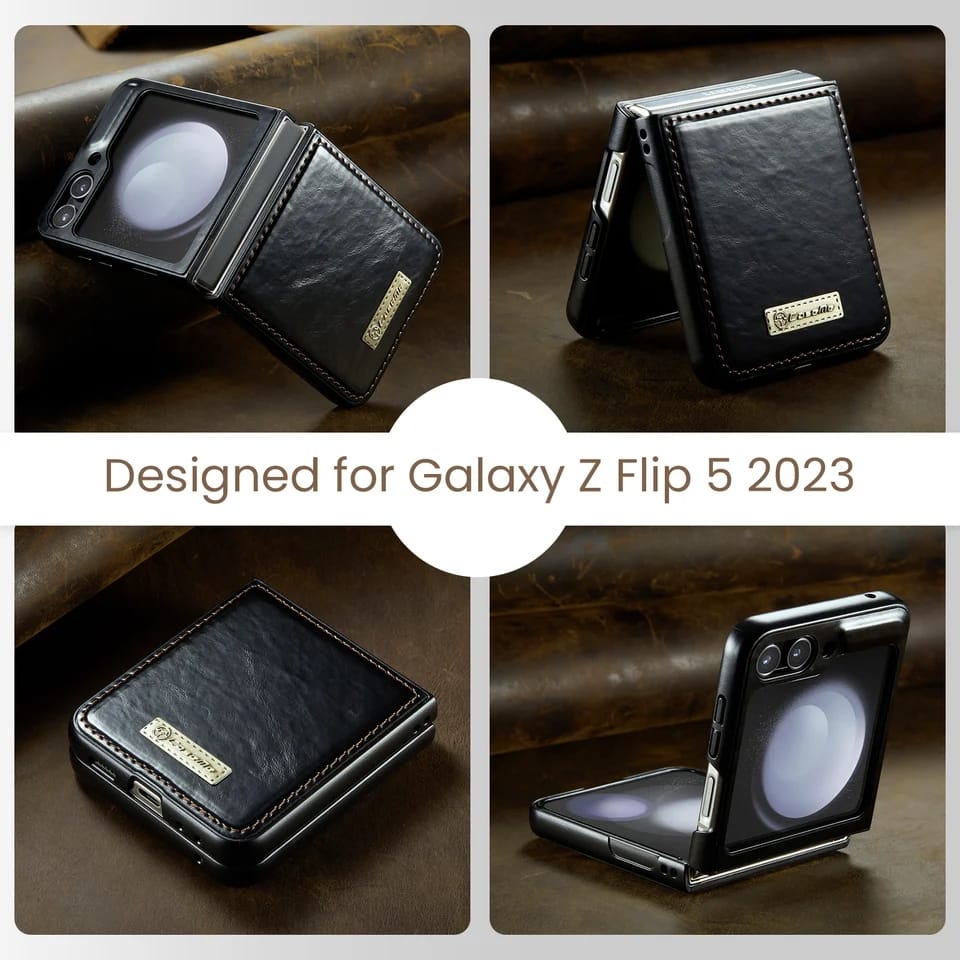 Samsung Galaxy Z Flip 5 Classic Vintage Leather Case - case features