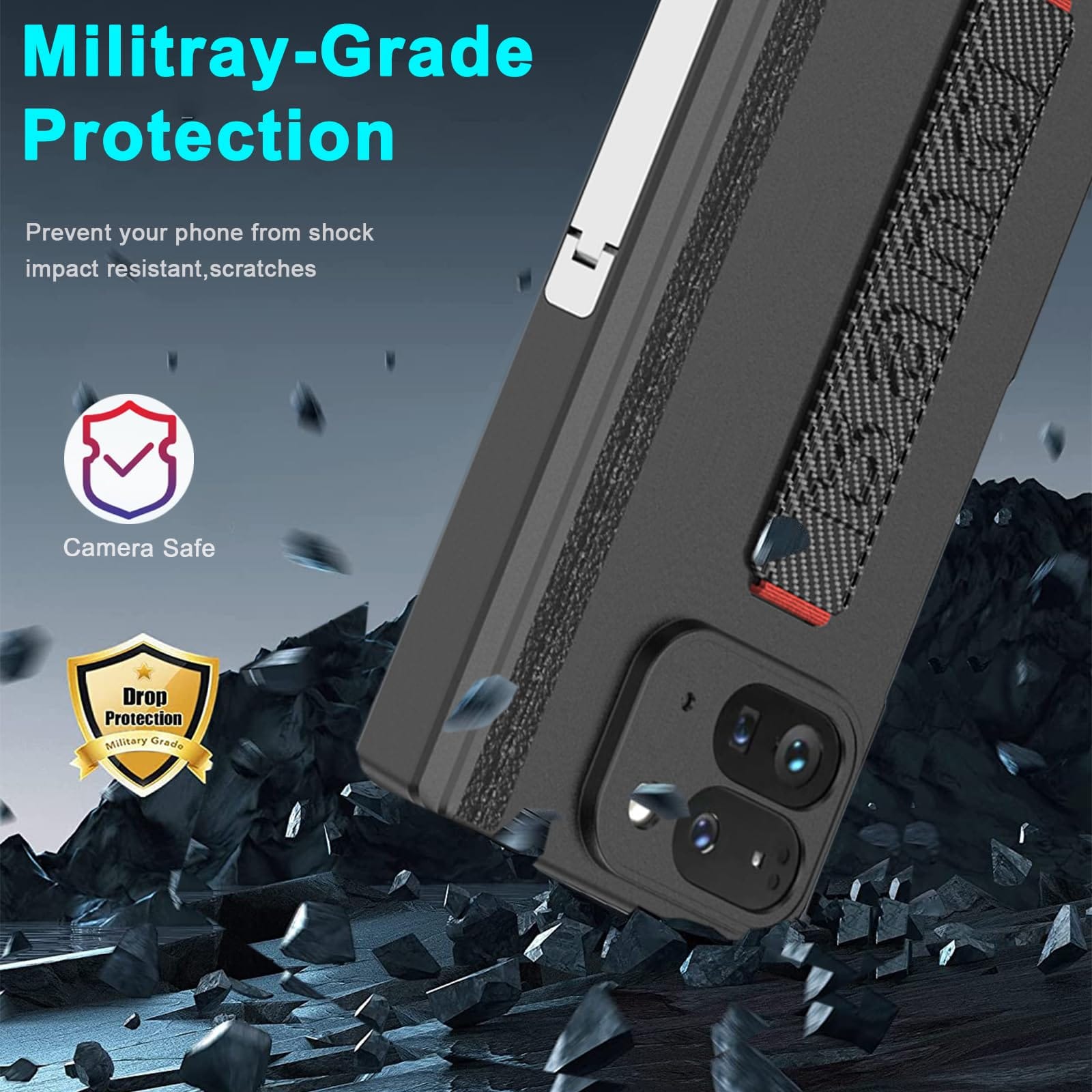 Jet Black Hand Strap Cover (with Front Glass) iPhone cover – JustAndBest India