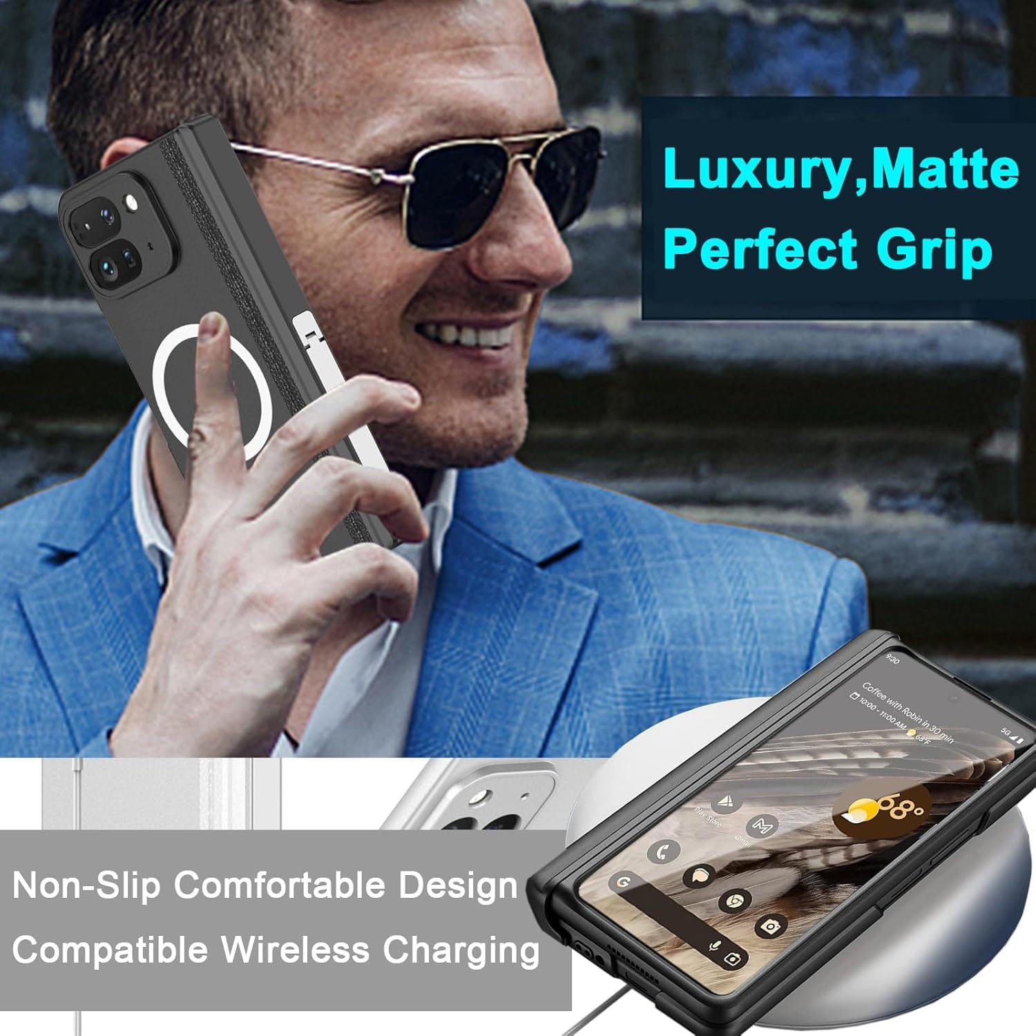 Jet Black MagSafe Kickstand Cover (with Front Glass) – phone accessory by JustAndBest India