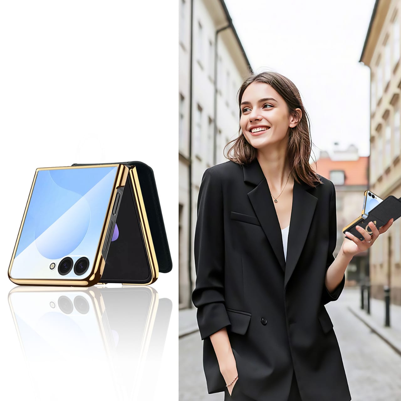 Ring Holder Gold Electroplated Premium Leather Cover – phone accessory by JustAndBest India