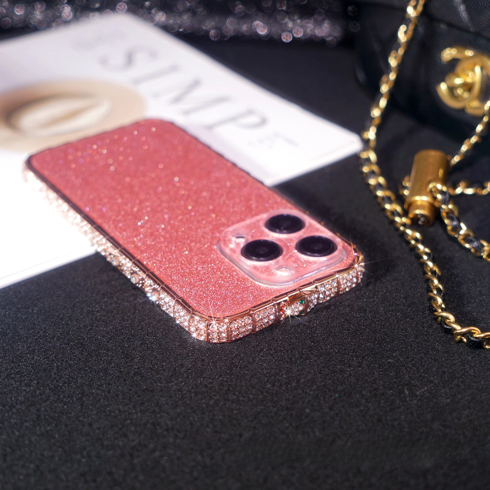 iPhone 16 Series Diamond Rhinestones Metallic Bumper Cover - colour options