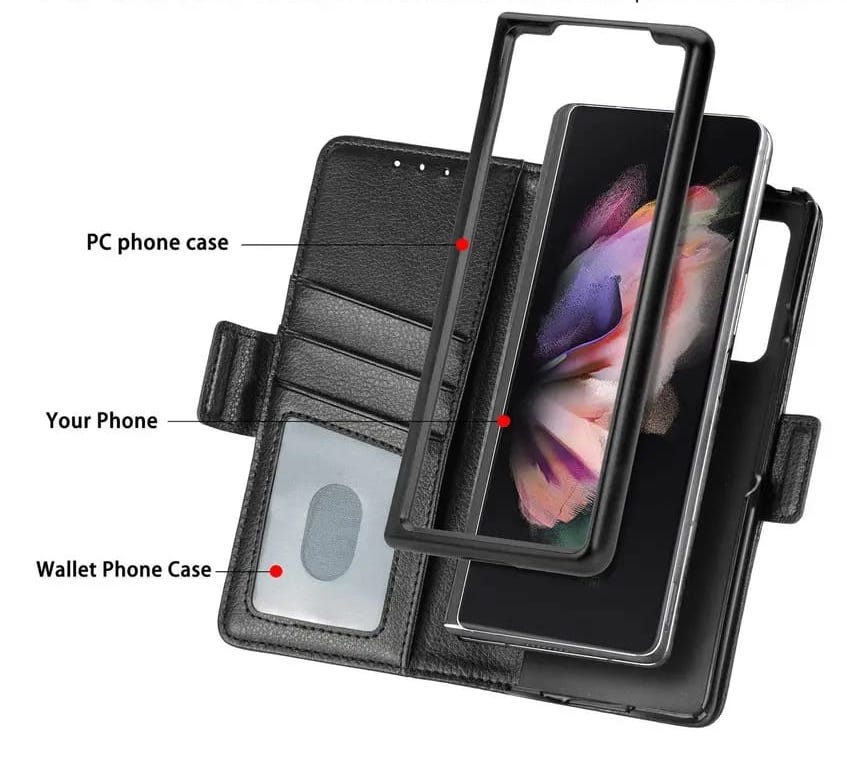 Samsung Galaxy Z Fold 3 Wallet Style Leather Flip Cover - case features