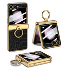 Samsung Galaxy Z Flip 5 Gold Electroplated Croco Leather Cover() - protective case detail
