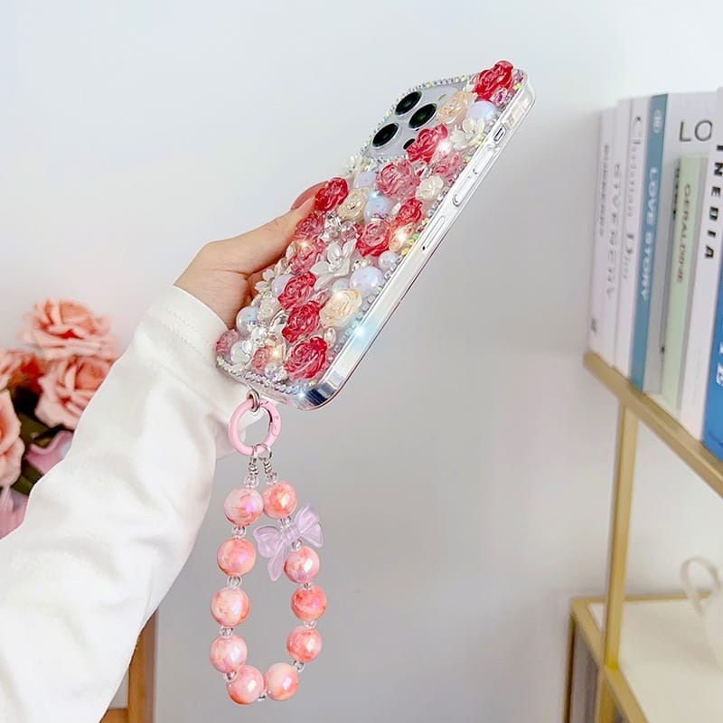 iPhone 14 Roses Bling Diamond Rhinestones Case - lifestyle