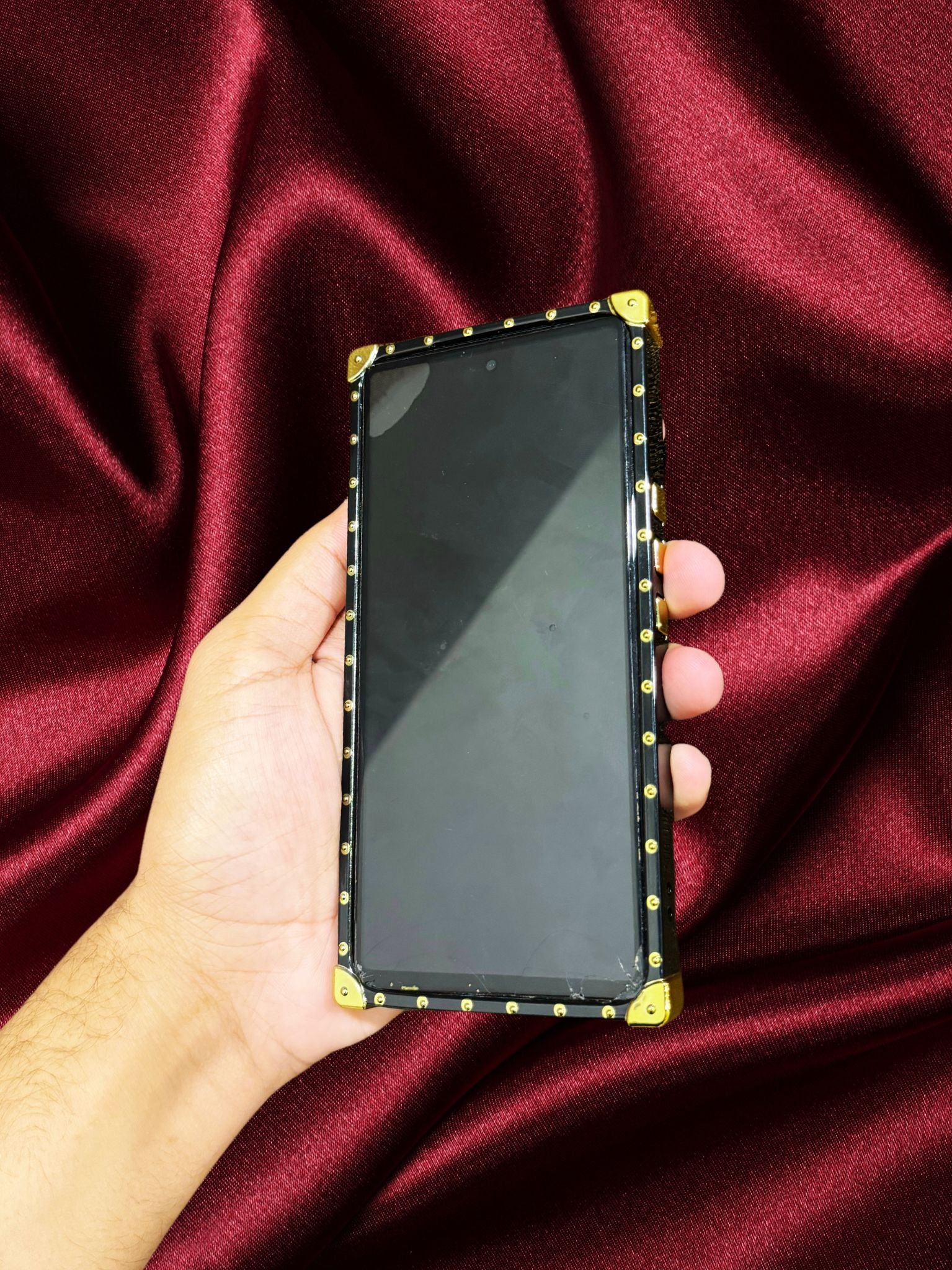 Google Pixel 6A Bling Gold Glitter Ring Holder Cover - slim profile