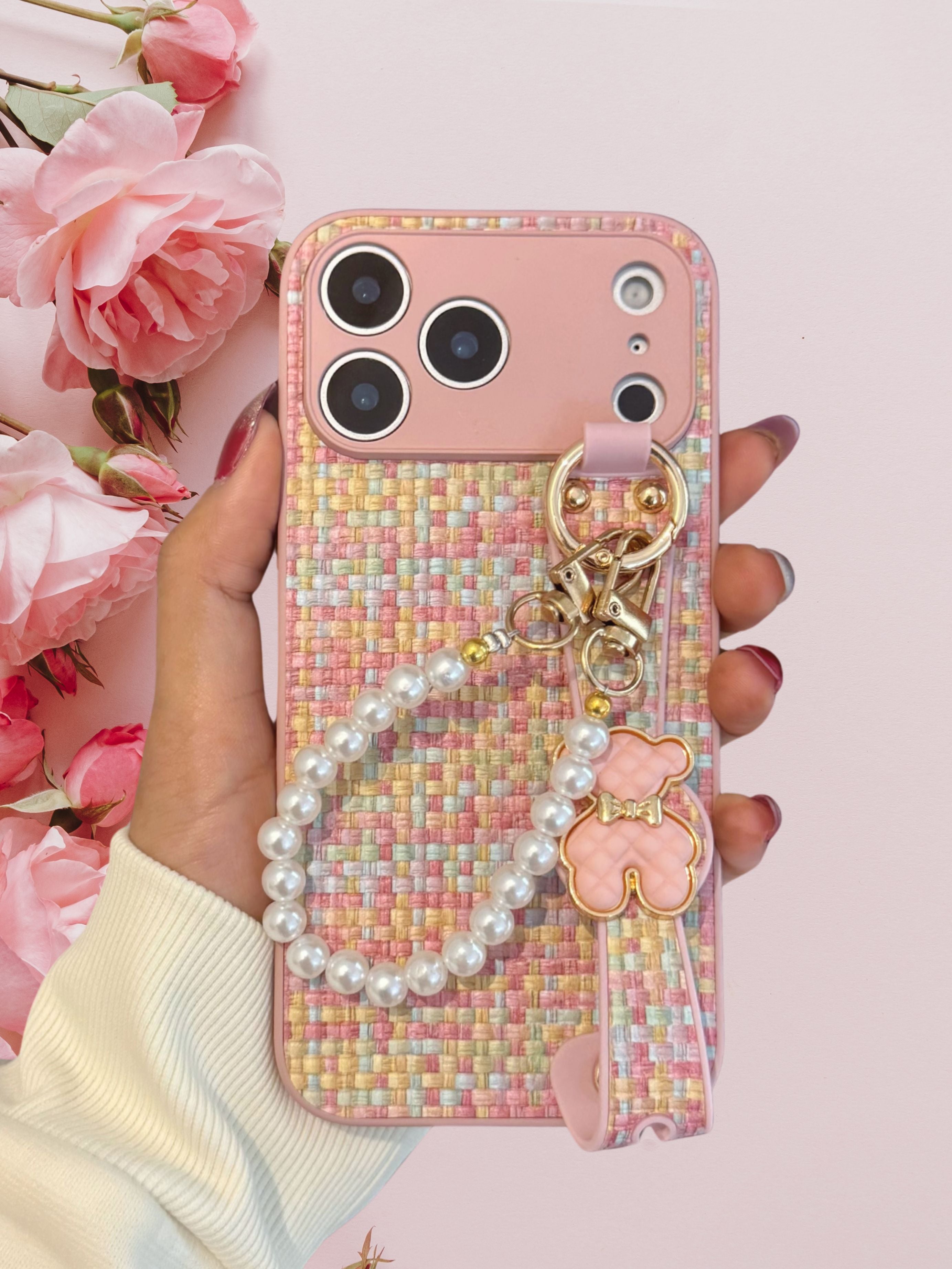 iPhone 17 Series Hand Strap Pearl Cover - slim profile