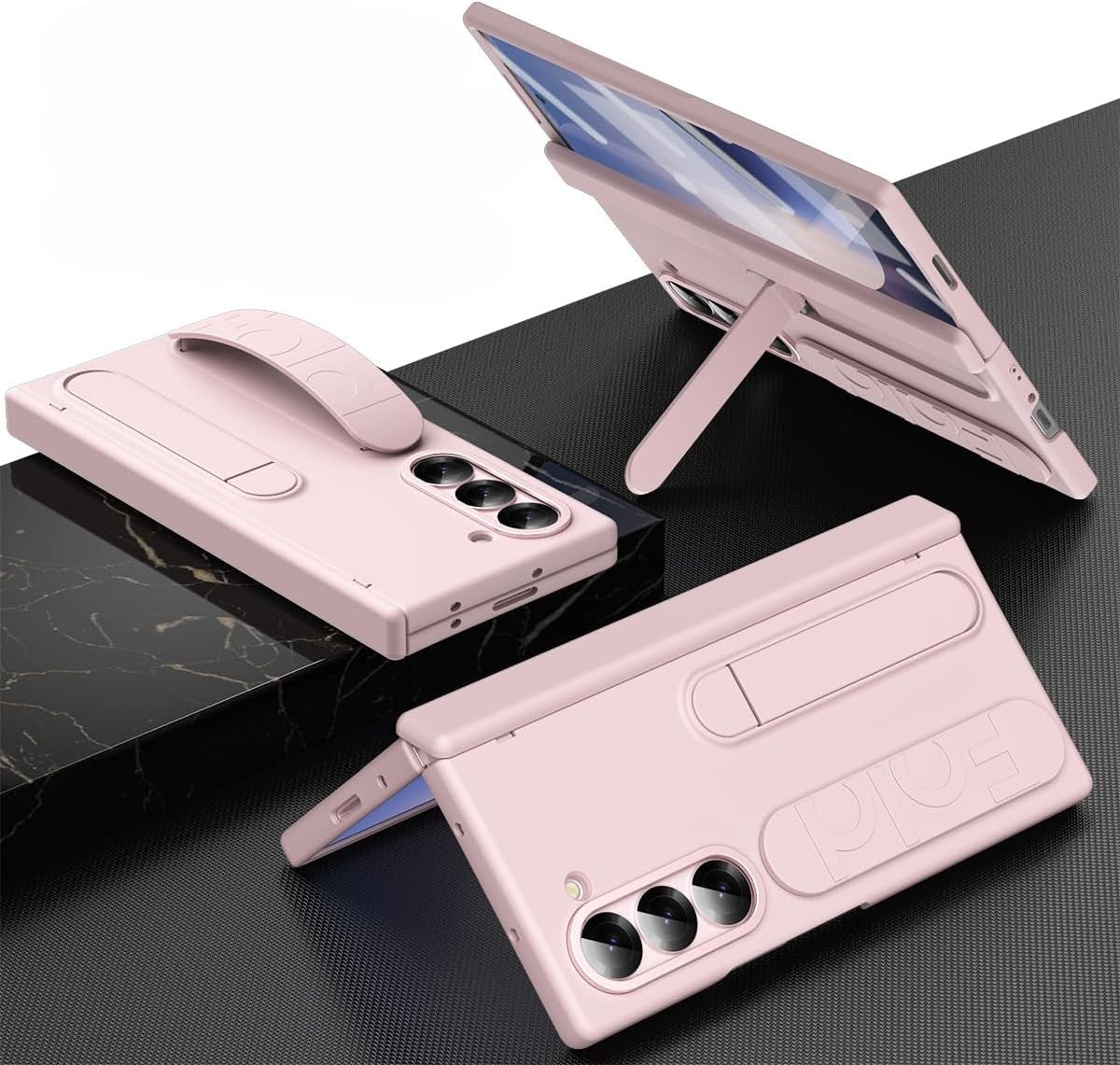 Samsung Galaxy Z Fold 6 Pink Hand Strap Matte Cover | Slim Matte Cover