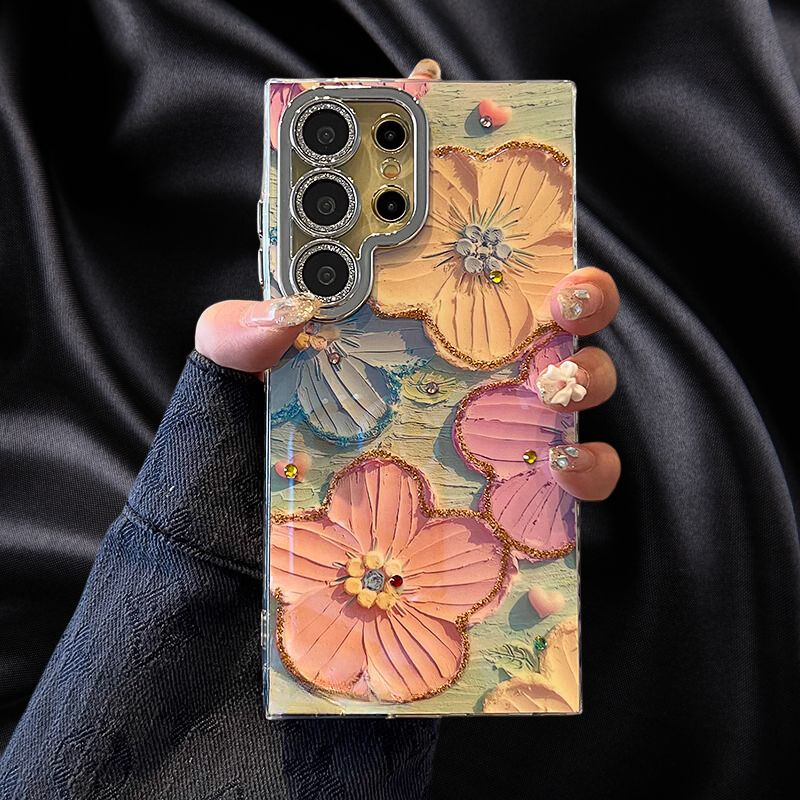 Cute Floral Glossy Glitter Cover iPhone cover – JustAndBest India