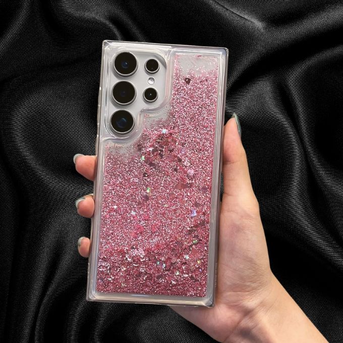 Samsung Galaxy S26 Moving Hearts Glitter Quicksand Cover - slim profile