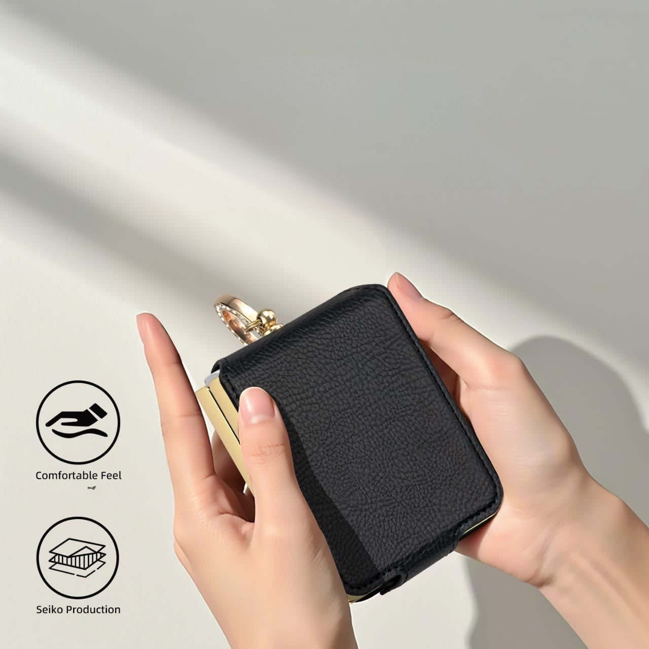 Ring Holder Gold Electroplated Premium Leather Cover – phone accessory by JustAndBest India