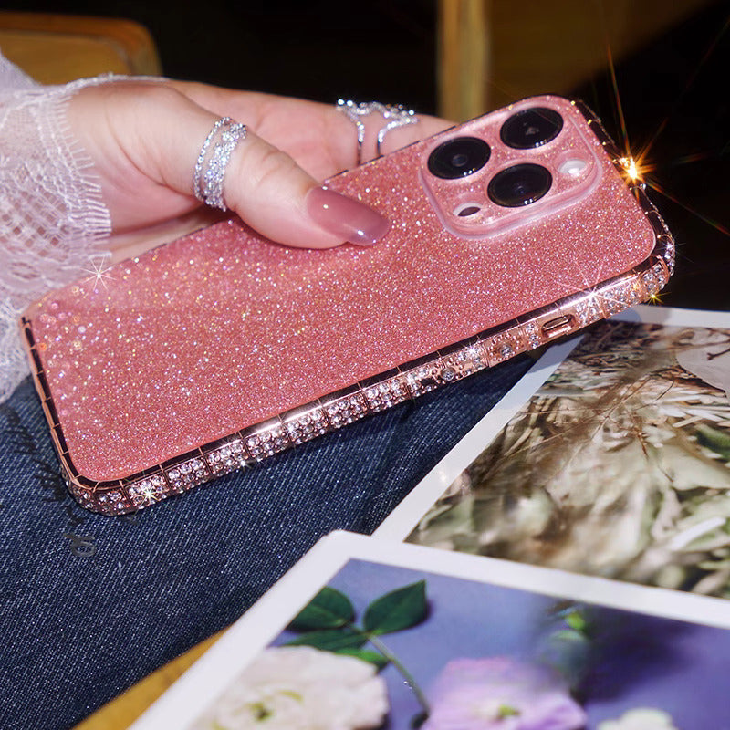 iPhone 16 Series Diamond Rhinestones Metallic Bumper Cover - case features