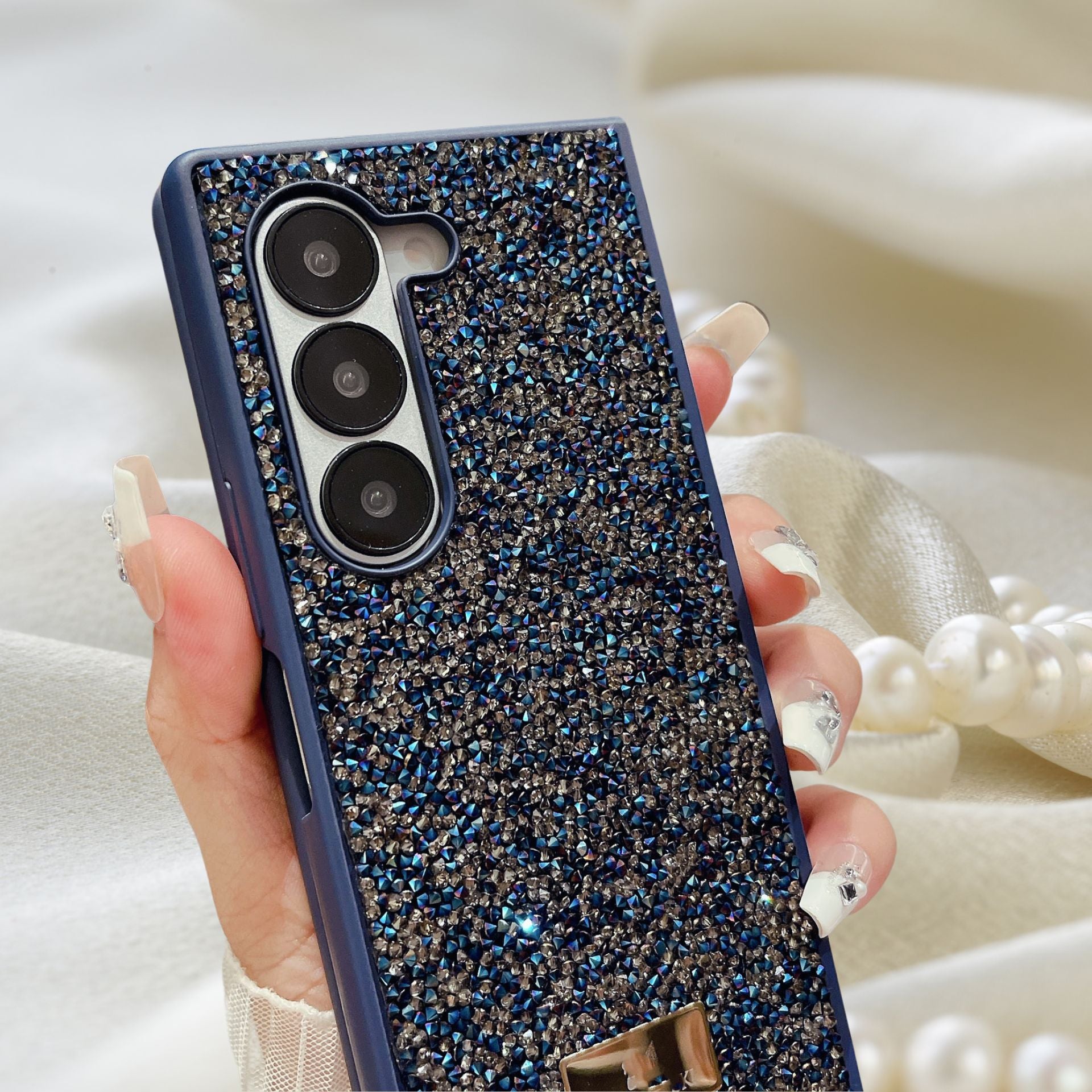 Samsung Galaxy Z Fold 3 Sapphire Blue Diamond Stones Cover - lifestyle