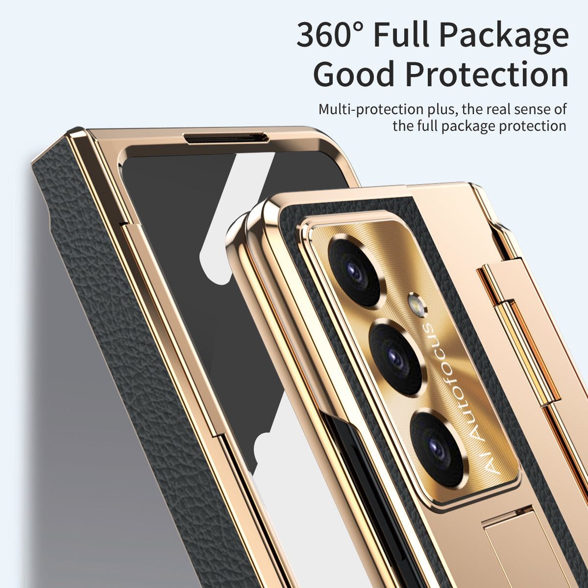 Samsung Galaxy Z Fold 6 Champagne Gold Electroplated Leather Cover - slim profile