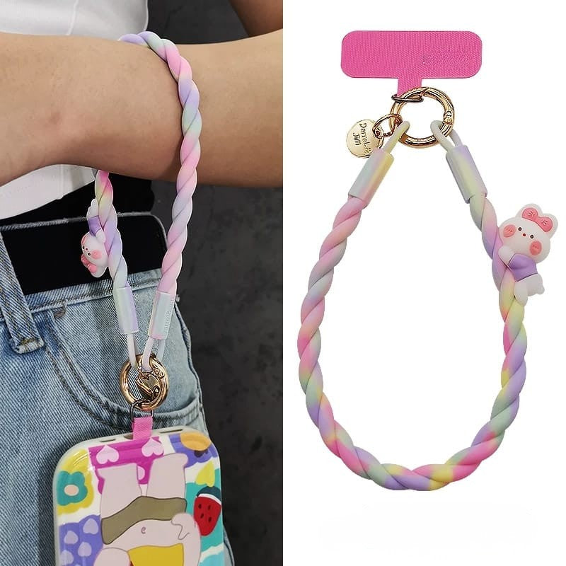 Rainbow 3D Bunny Phone Charm Lanyard - lifestyle