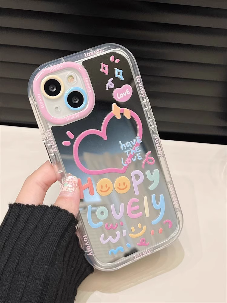 Cute Happy Heart Mirror Cover iPhone cover – JustAndBest India