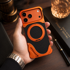 iPhone 17 Series Metallic Carbon Luxe Ring Stand Cover
