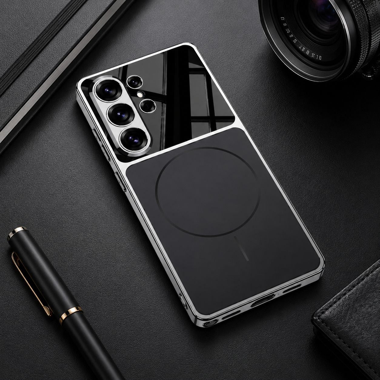 Samsung Galaxy S26 Ultra Obsidian Elite Platinum Electroplated Case - protective case detail