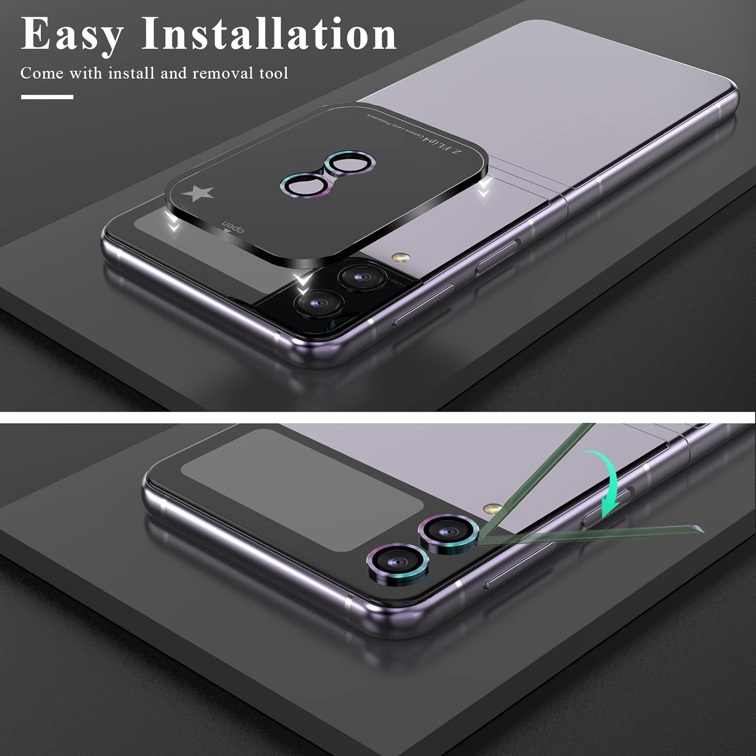 Samsung Galaxy Z Flip 4 Colourful Camera Lens Protectors - lifestyle