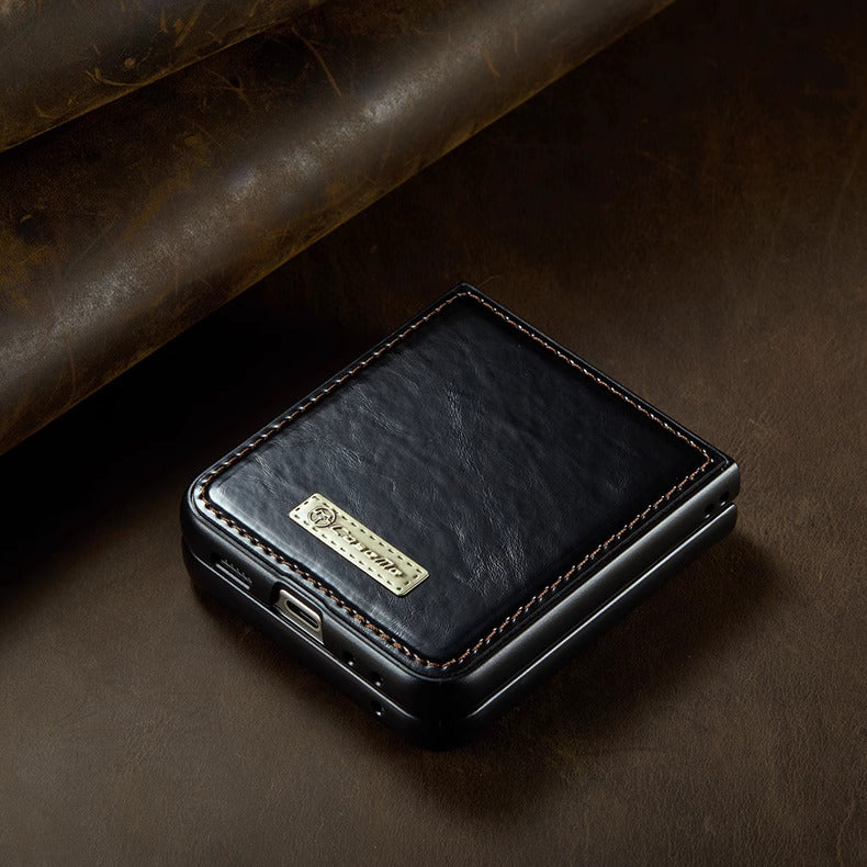 Samsung Galaxy Z Flip 5 Classic Vintage Leather Case - lifestyle