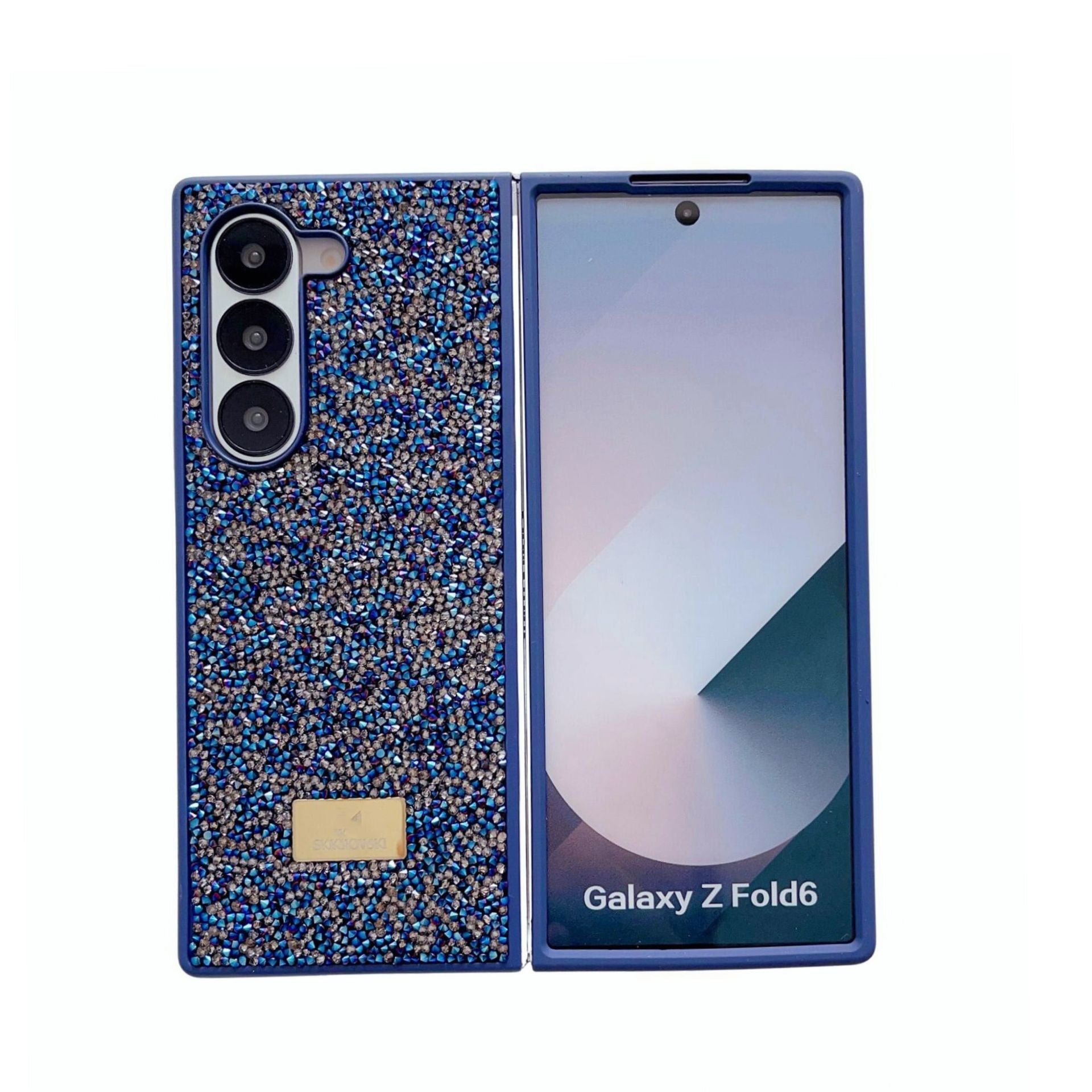 Samsung Galaxy Z Fold 3 Sapphire Blue Diamond Stones Cover - case features
