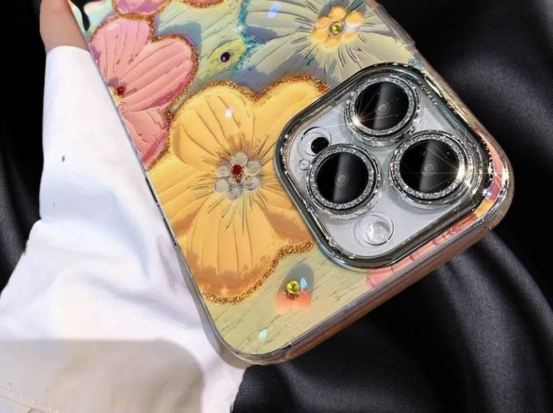 Cute Floral Glossy Glitter Cover iPhone cover – JustAndBest India