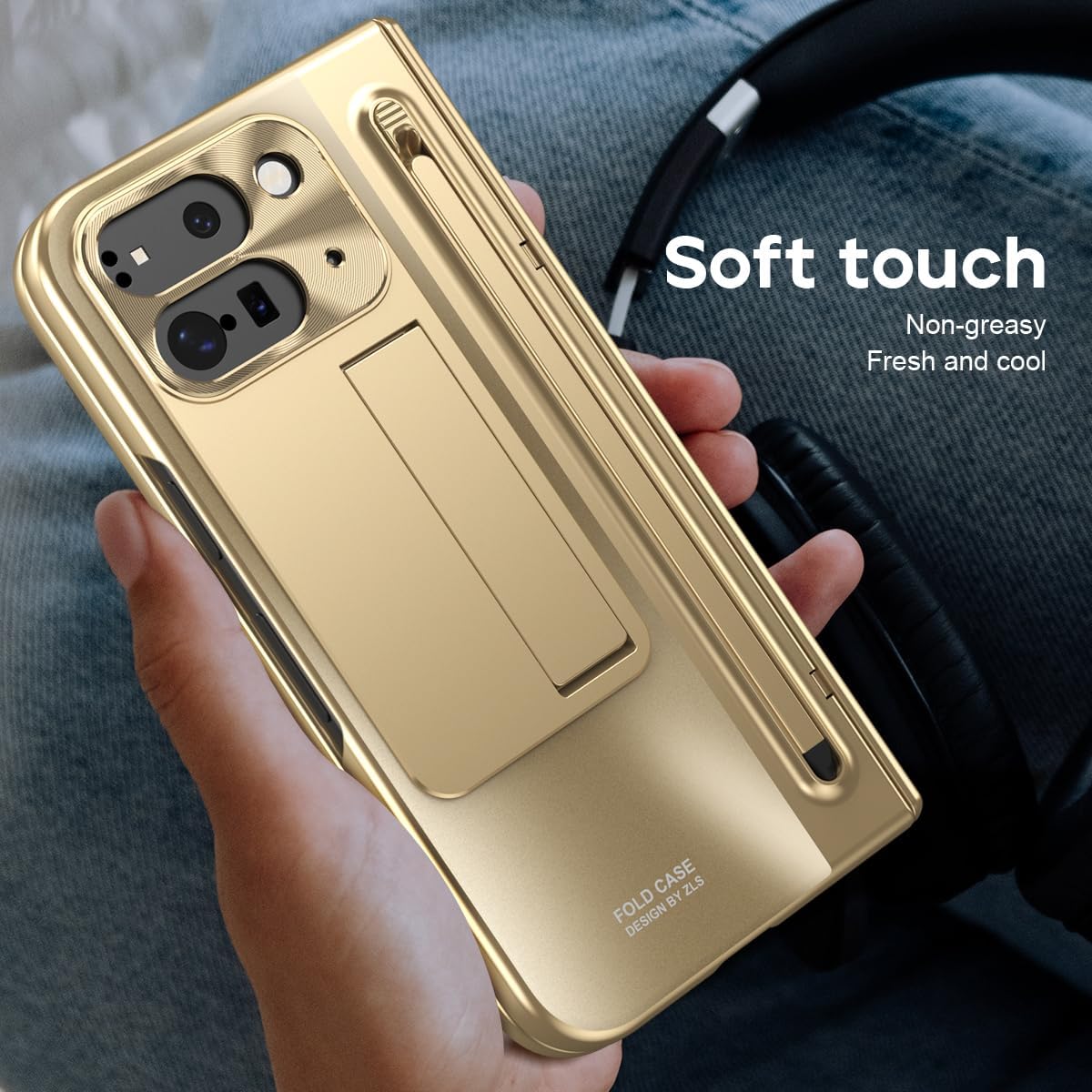Google Pixel 10 Pro Fold Gold Electroplated Cover (with Stylus and Fro - slim profile