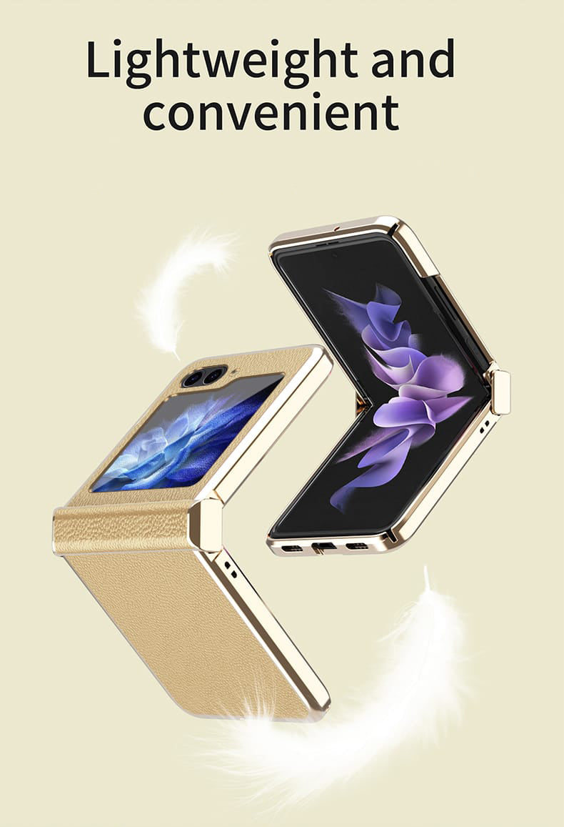 Samsung Galaxy Z Flip 5 Champagne Gold Leather Slim Cover (with Hinge - case features