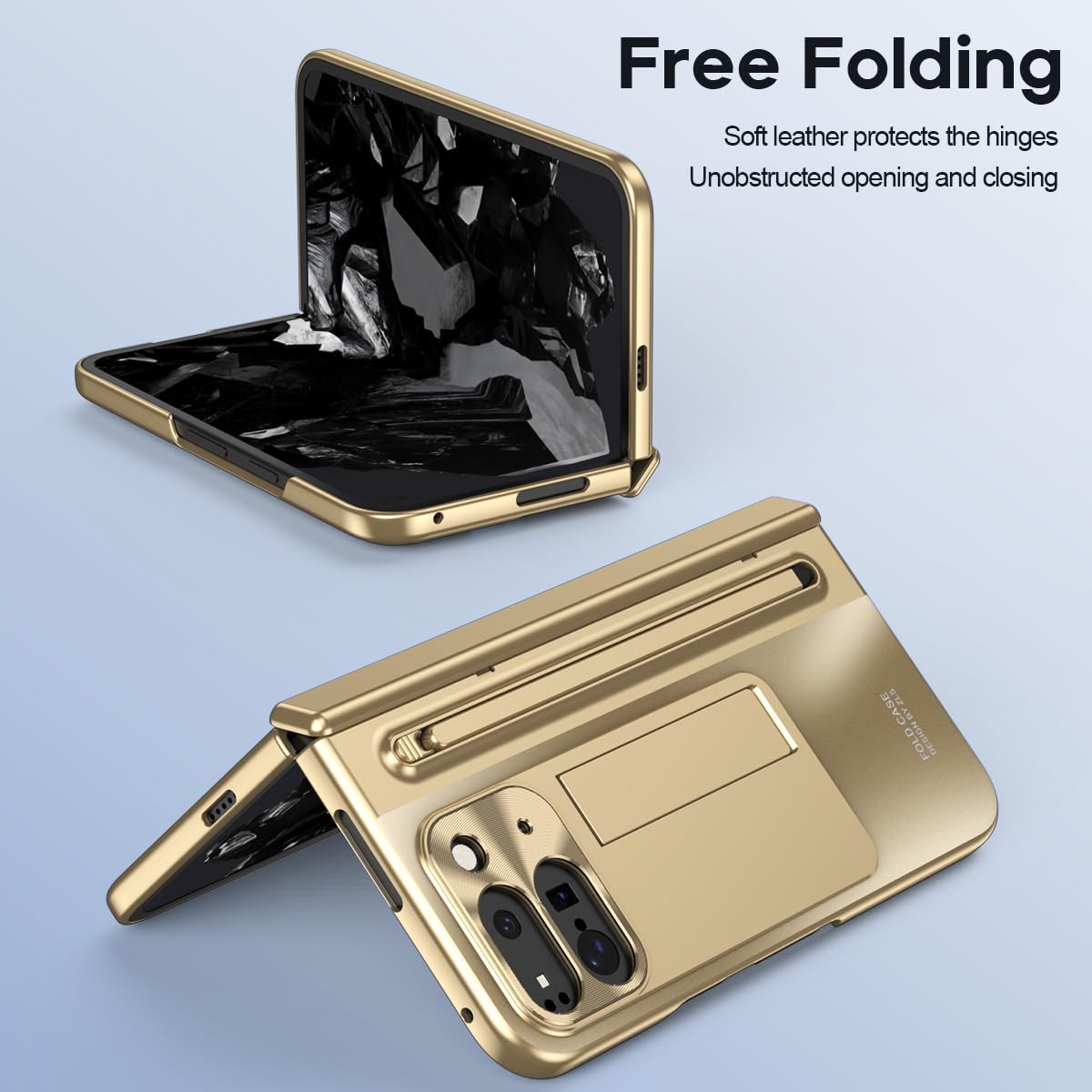 Google Pixel 10 Pro Fold Gold Electroplated Cover (with Stylus and Fro - phone case