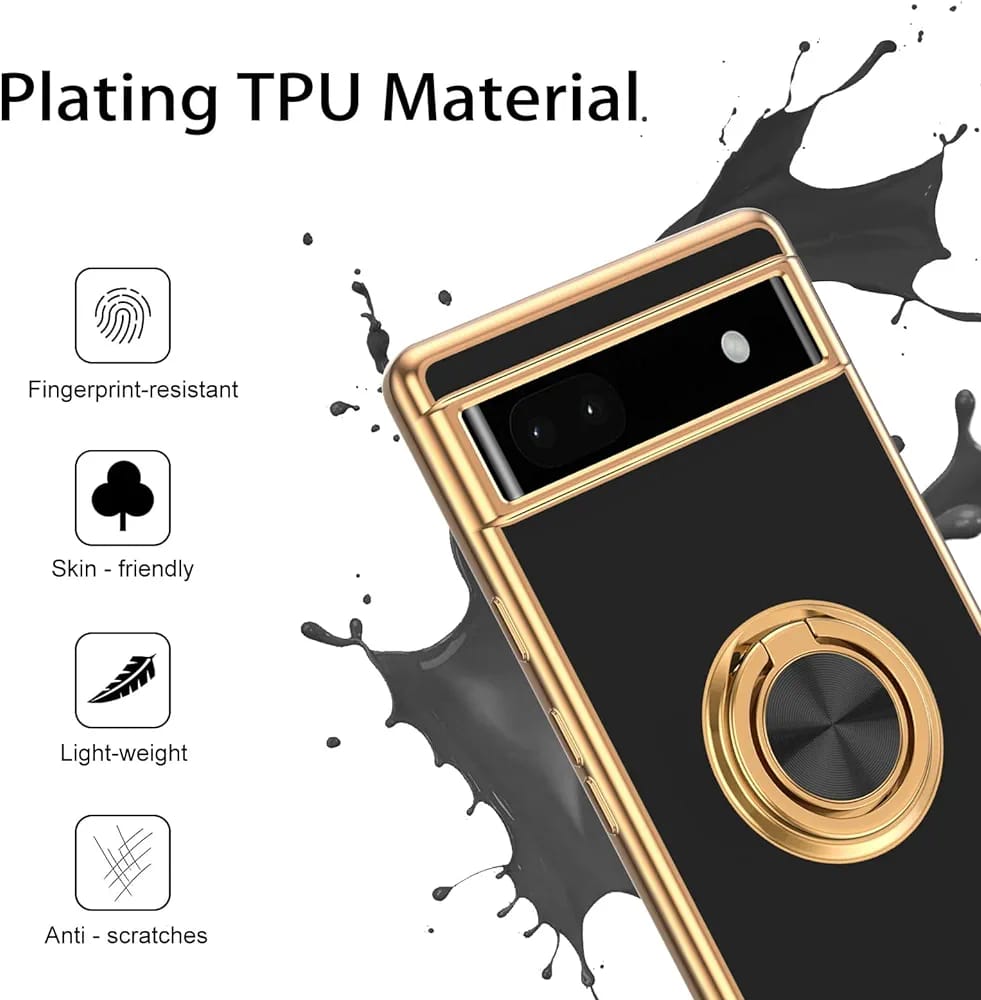 Google Pixel 9 Pro XL Gold Electroplated Ring Holder Cover - phone case