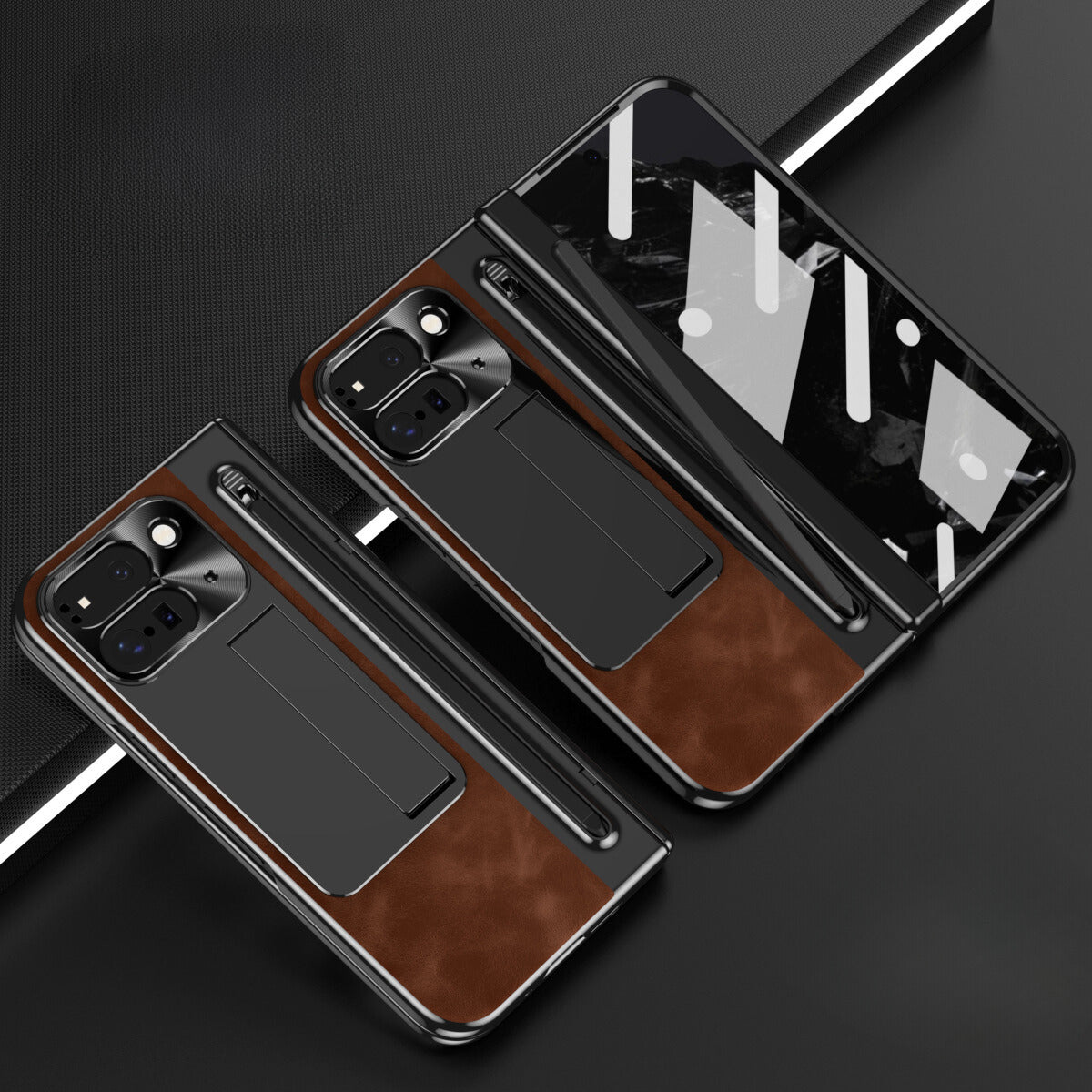 Google Pixel 10 Pro Fold Saddle Brown Leather Cover (with Stylus and F