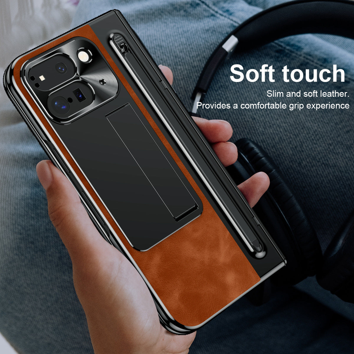 Google Pixel 10 Pro Fold Saddle Brown Leather Cover (with Stylus and F - colour options
