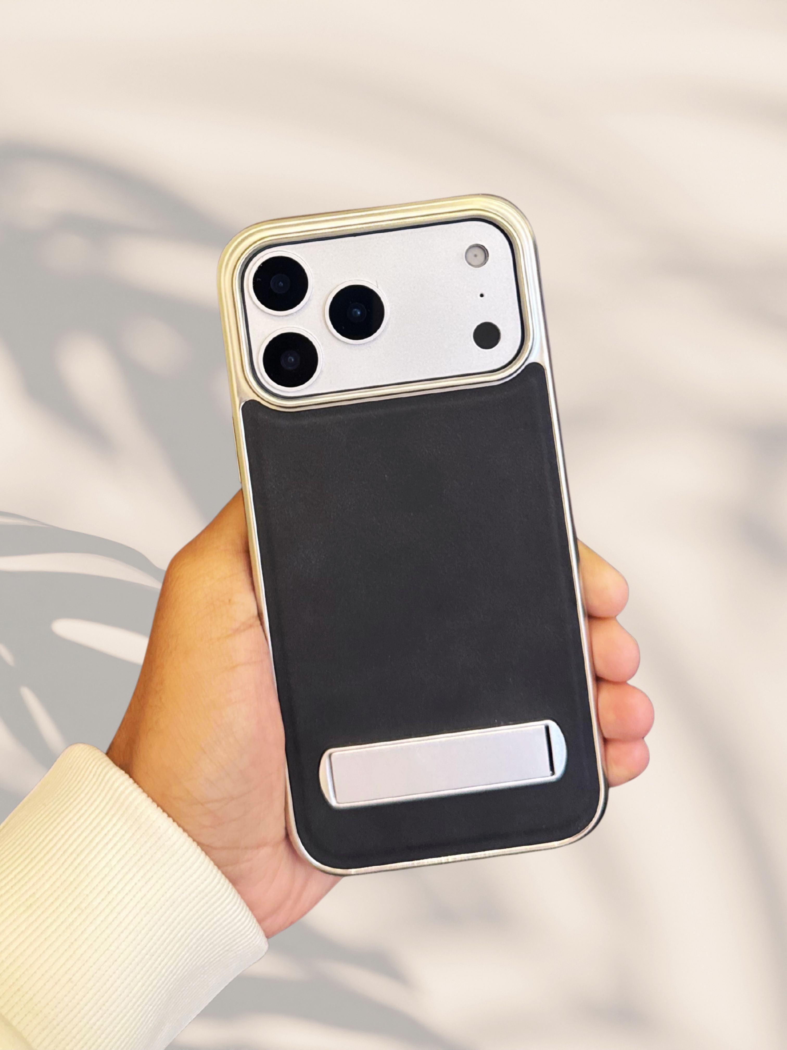 iPhone 17 Series Alcantara Leather Kickstand Cover - protective case detail