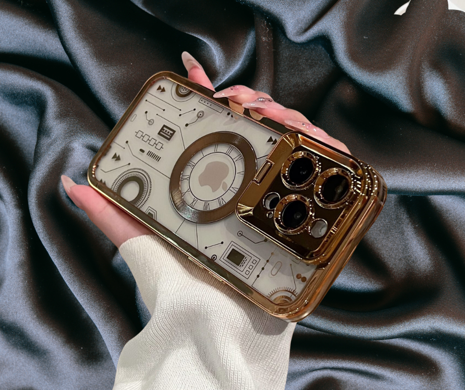 iPhone 14 Gold Electroplated Circuit Board Lens Protector Cover