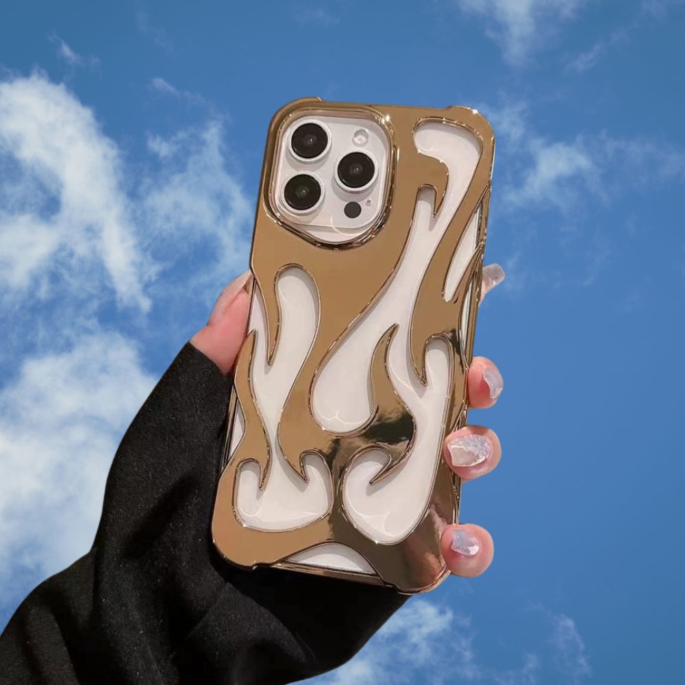 iPhone 16 Pro 3D Flame Gold Electroplated Cover - slim profile