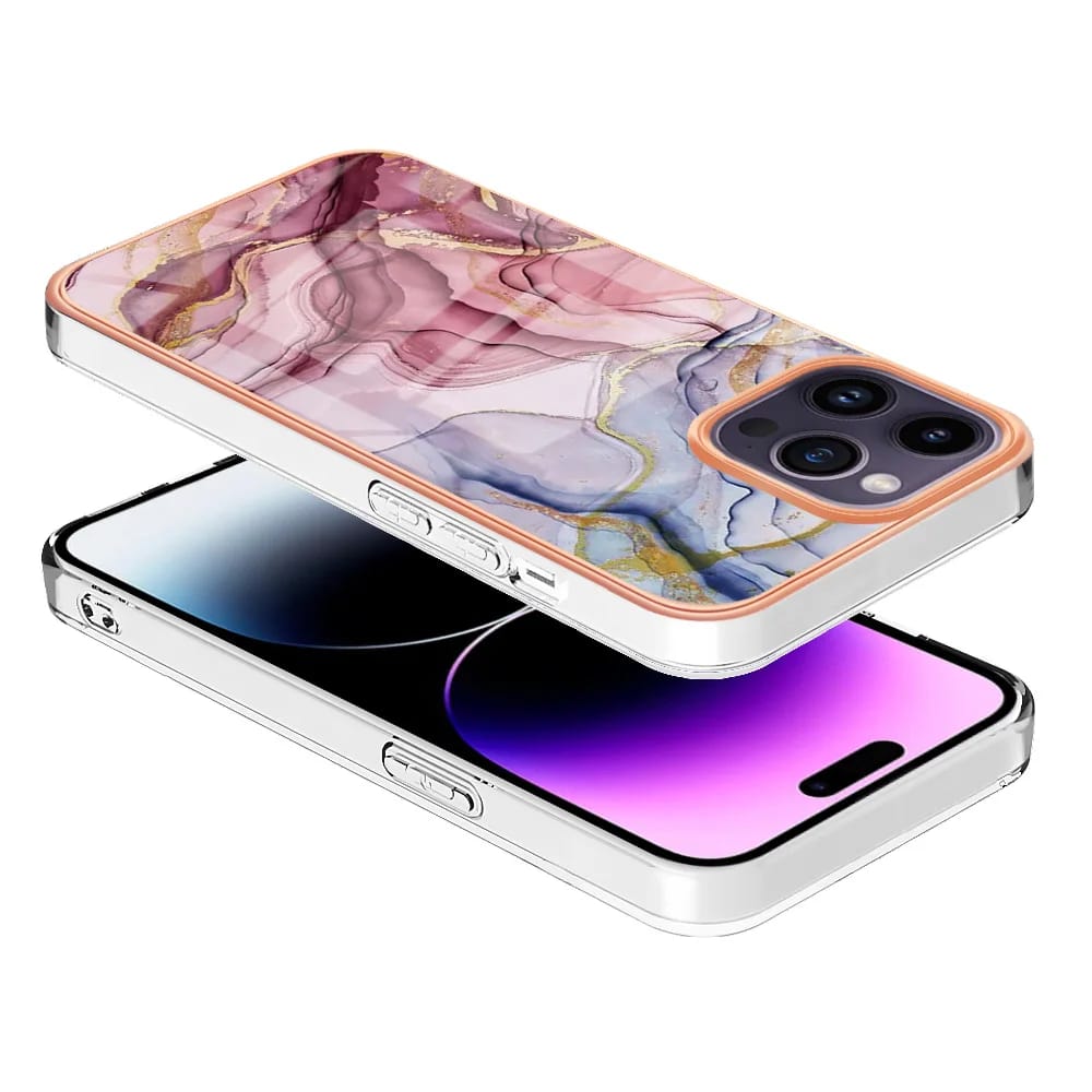 iPhone 15 Pro Glossy Marble Pattern Case - phone case
