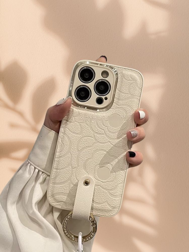 iPhone 14 White 3D Floral Cover - protective case detail
