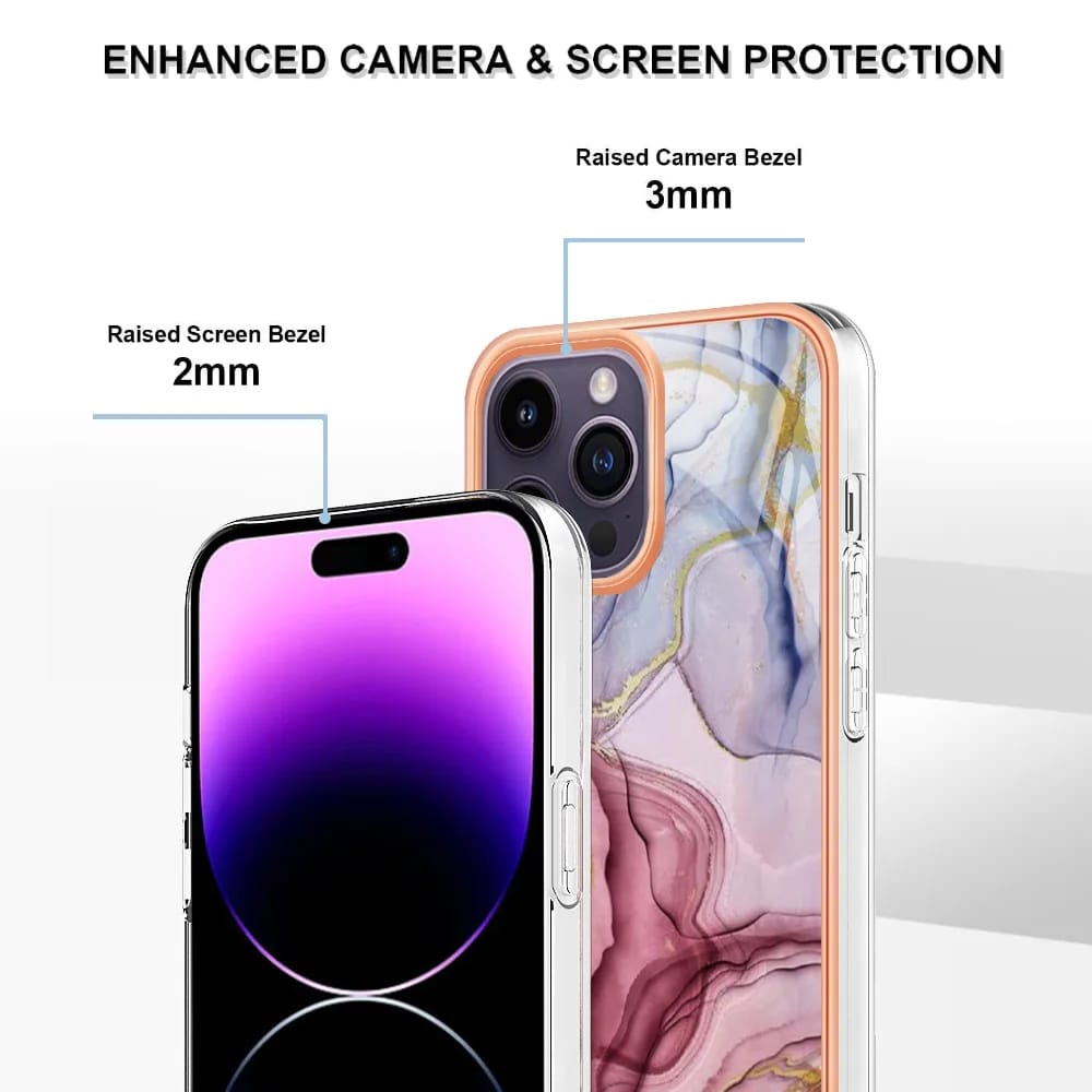 iPhone 15 Pro Glossy Marble Pattern Case - protective case detail