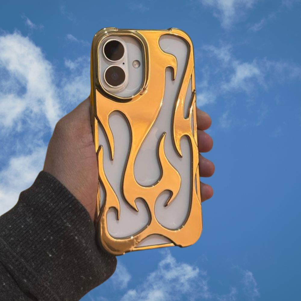 iPhone 16 Series 3D Flame Gold Electroplated Cover - colour options