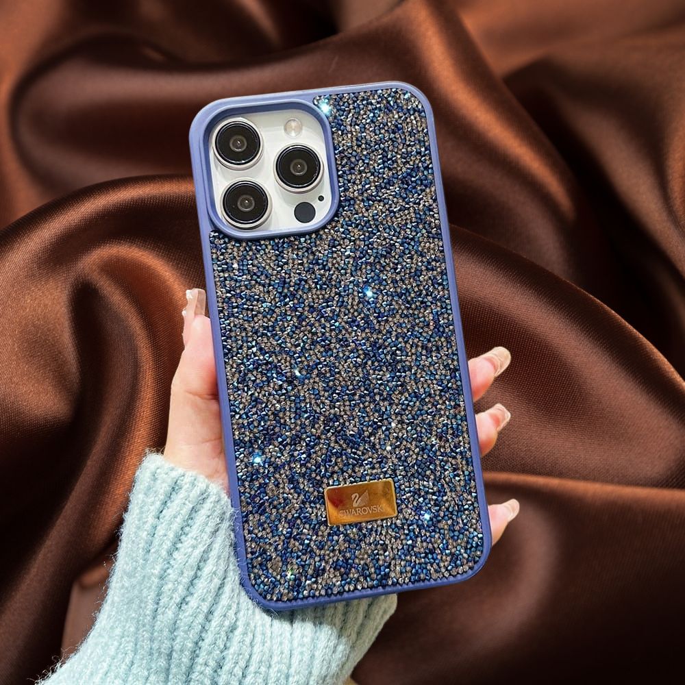 iPhone 16 Series Sapphire Blue Diamond Rhinestones Cover