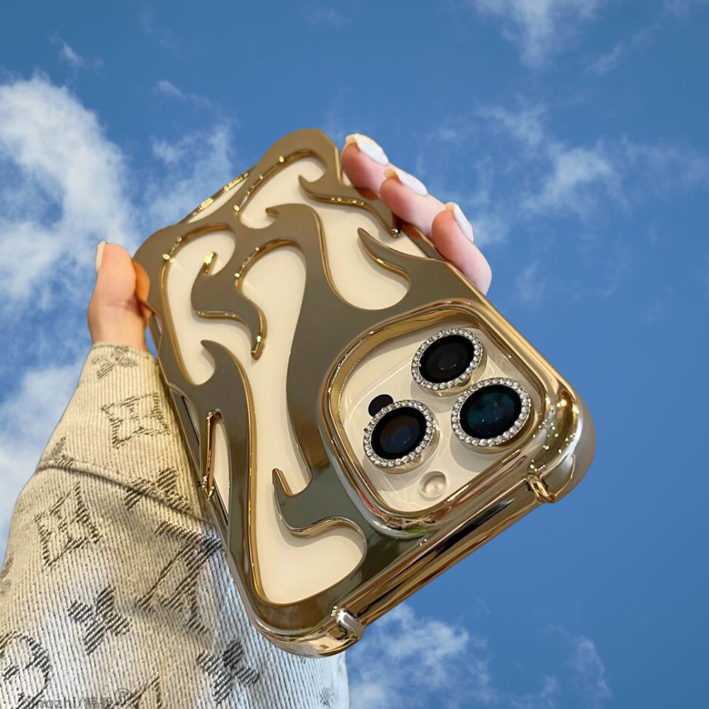 iPhone 16 Pro 3D Flame Gold Electroplated Cover - protective case detail