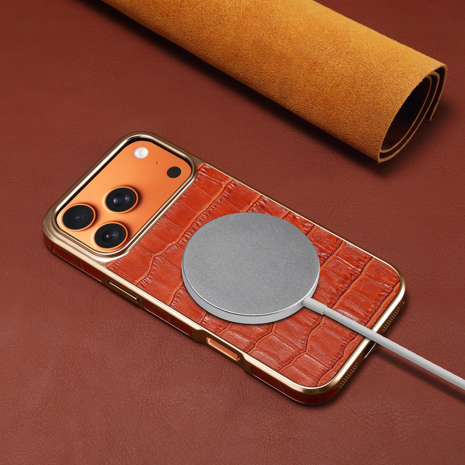 iPhone 17 Series Croco Pattern Leather Cover - slim profile
