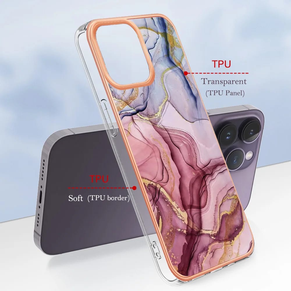 iPhone 15 Pro Glossy Marble Pattern Case - case features