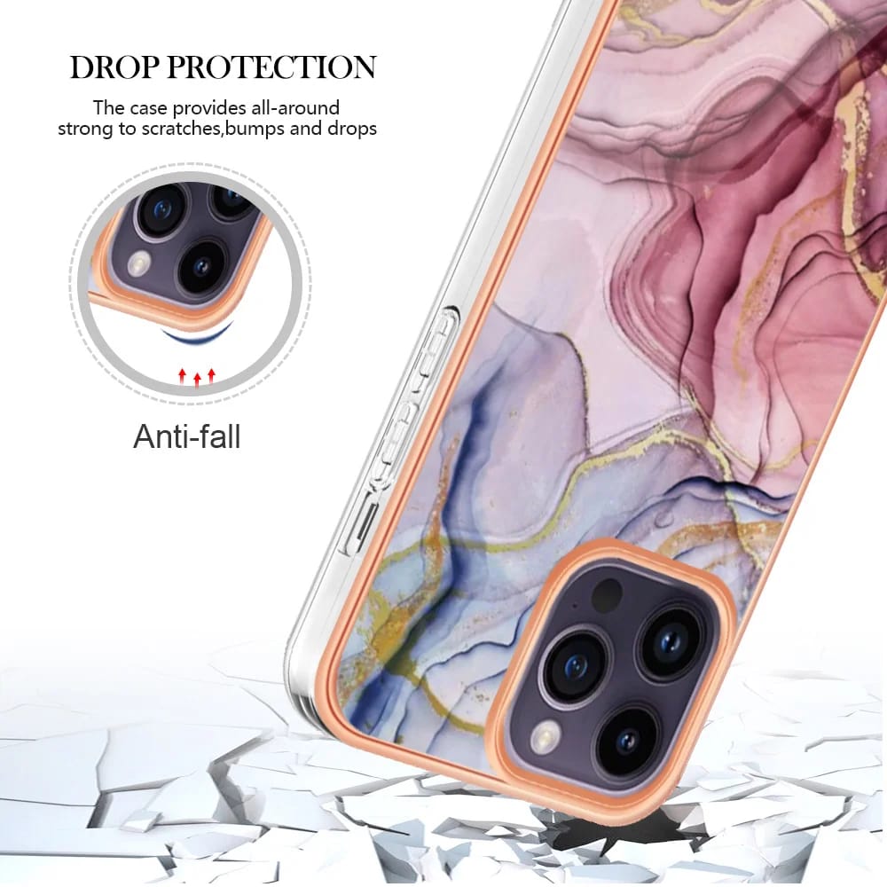 iPhone 15 Pro Glossy Marble Pattern Case - protective case detail