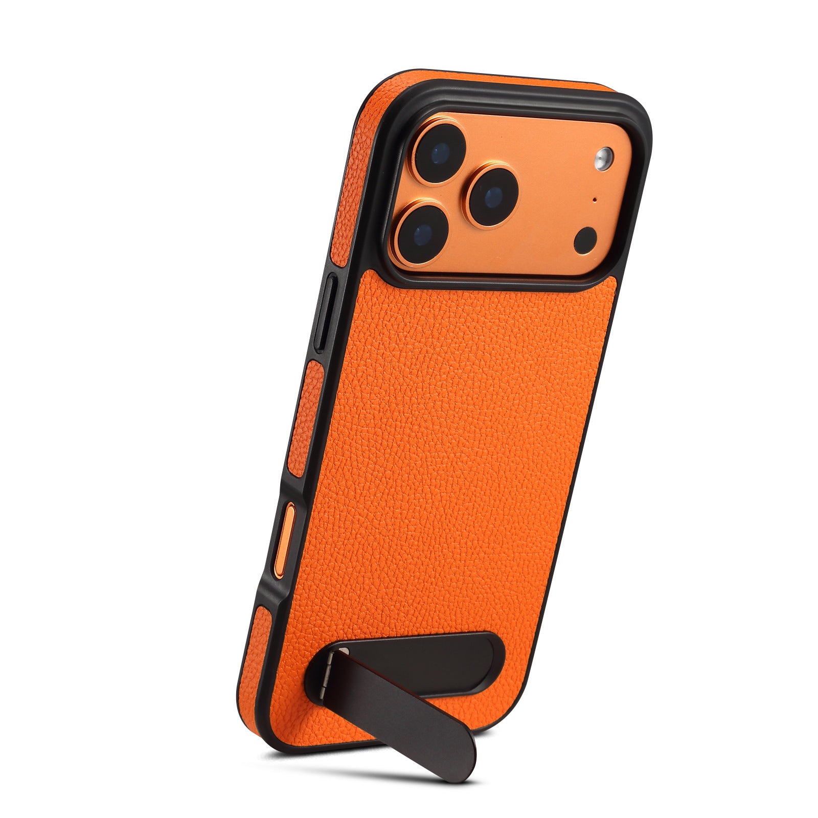 iPhone 17 Series Cosmic Orange Leather Kickstand Cover - protective case detail