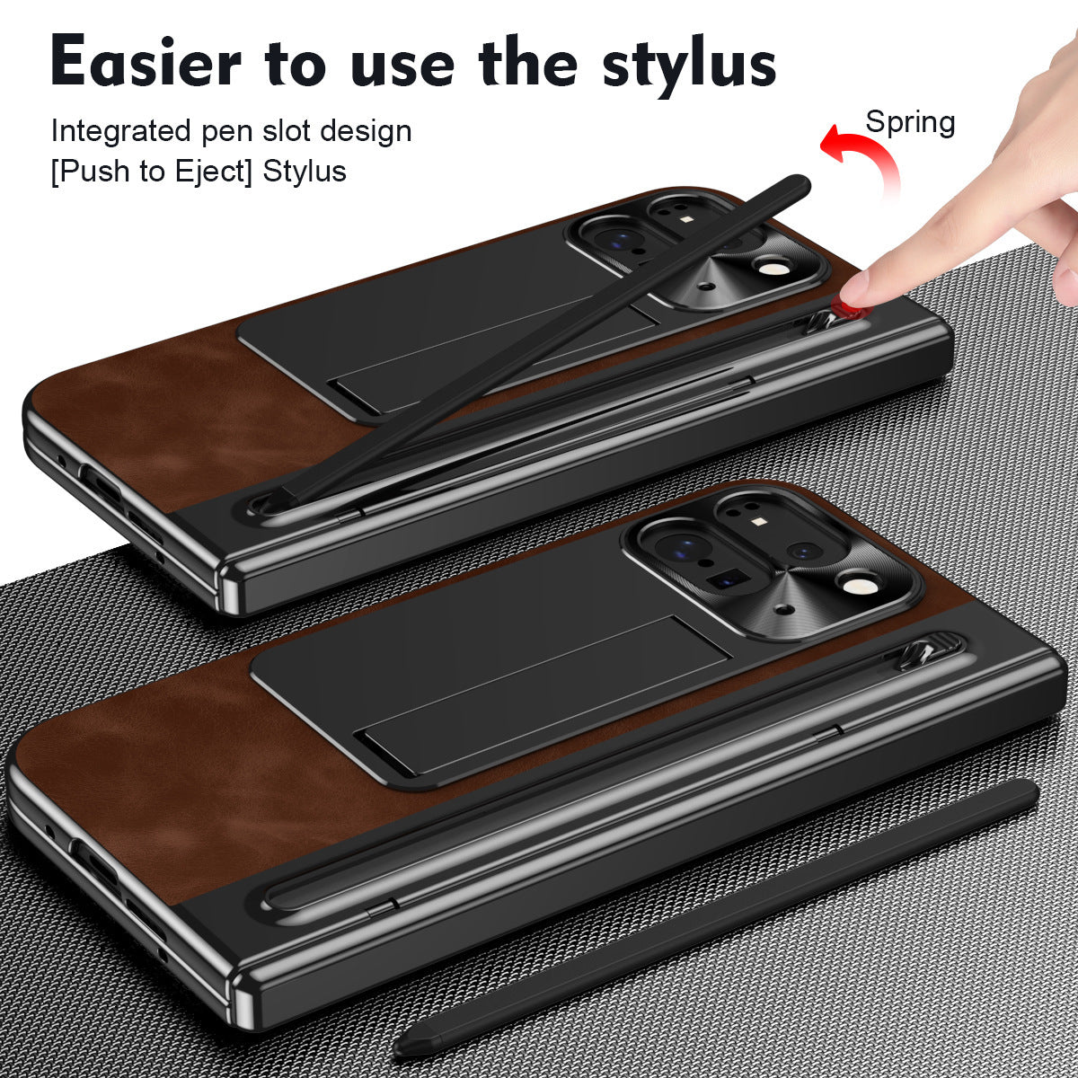 Google Pixel 10 Pro Fold Saddle Brown Leather Cover (with Stylus and F - lifestyle