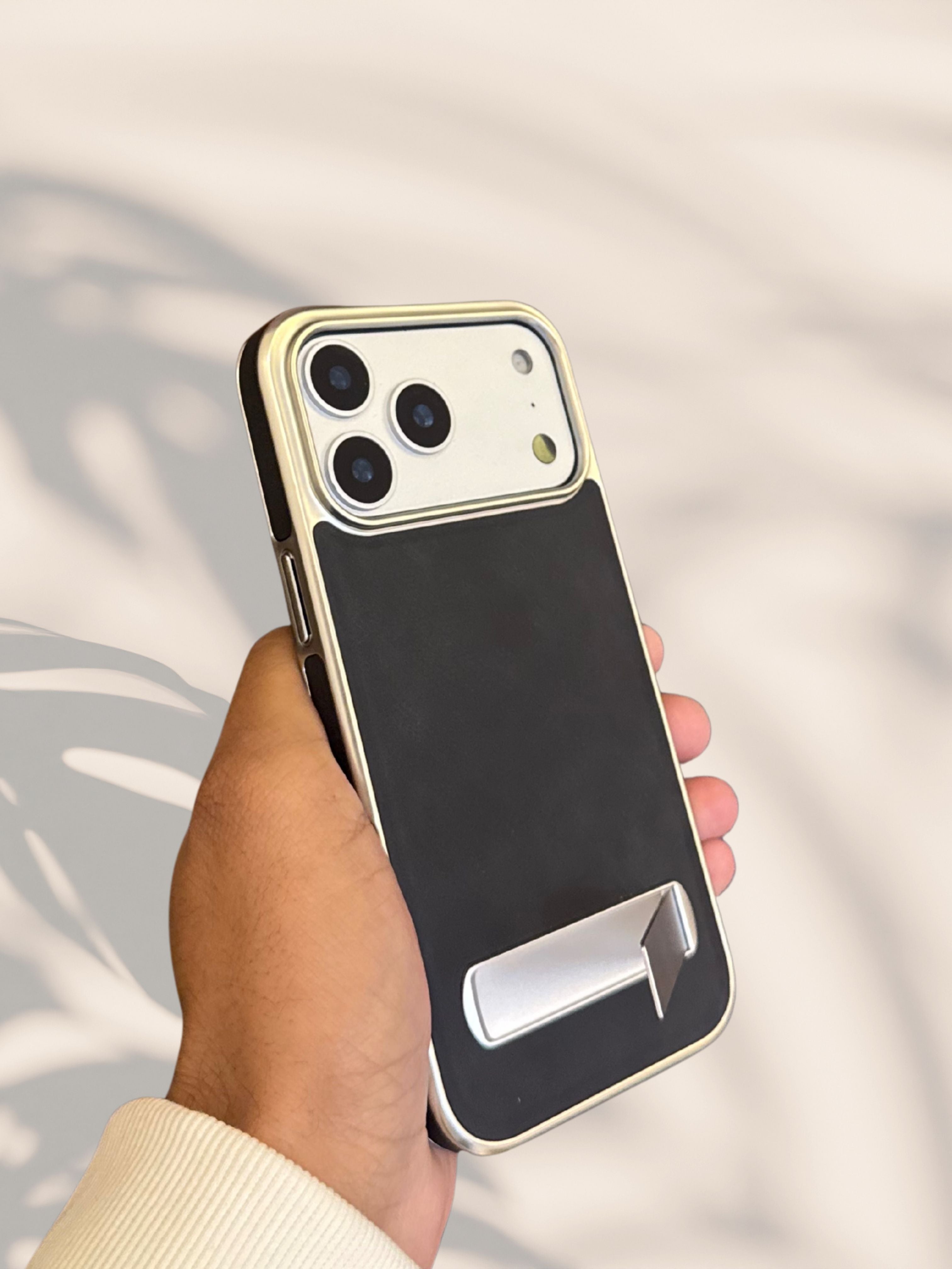 iPhone 17 Series Alcantara Leather Kickstand Cover - slim profile