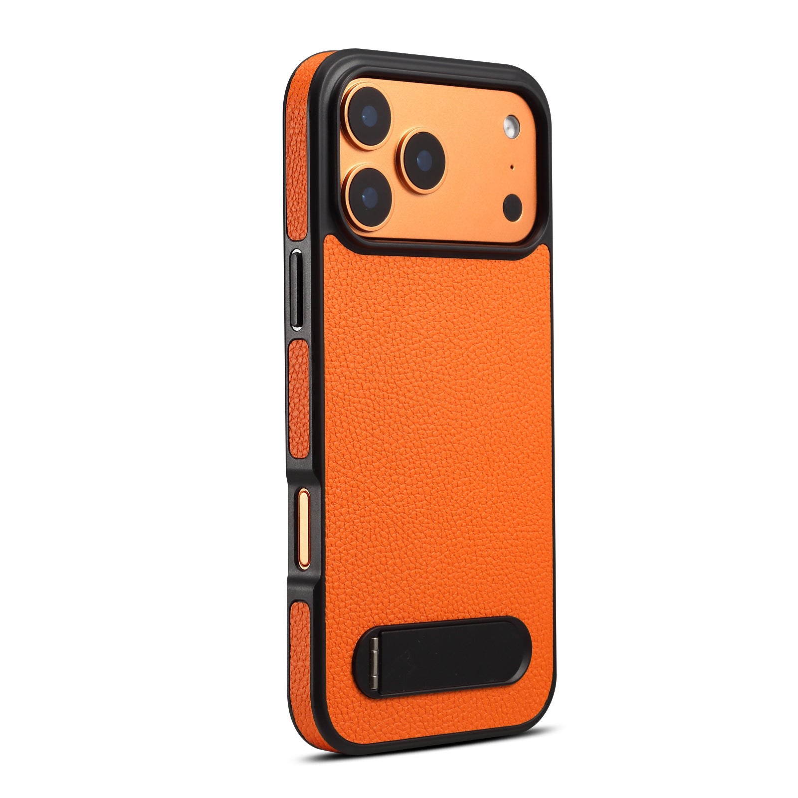 iPhone 17 Series Cosmic Orange Leather Kickstand Cover - slim profile