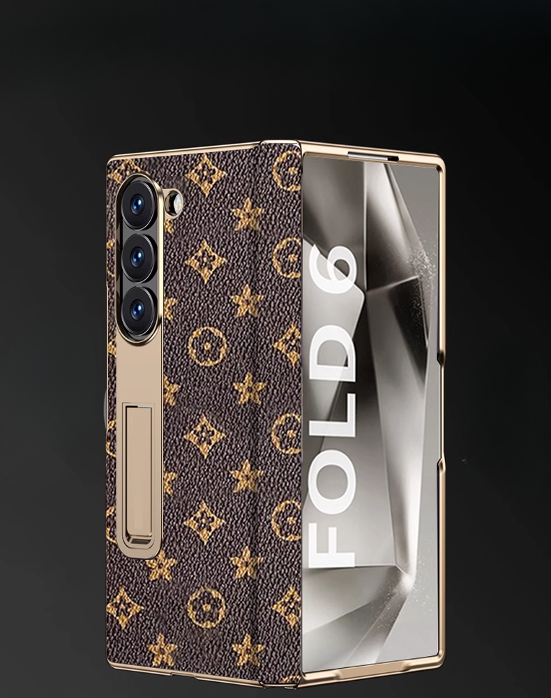 Samsung Galaxy Z Fold 4 Gold Electroplated Leather Cover () - slim profile