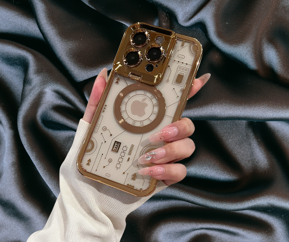 iPhone 14 Gold Electroplated Circuit Board Lens Protector Cover - slim profile
